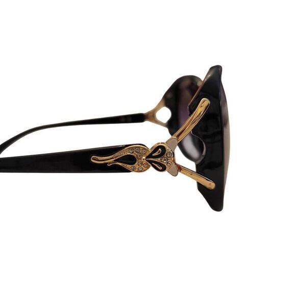 Fox Rhinestone Embellished Black Oversized Ombre Sunglasses w New  Leather Case - Picture 5 of 11